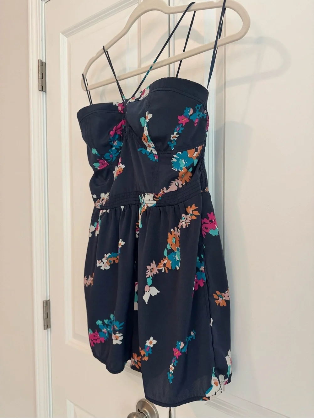 American Eagle Outfitters Navy Floral Summer Romper with Pockets - Picture 2 of 7
